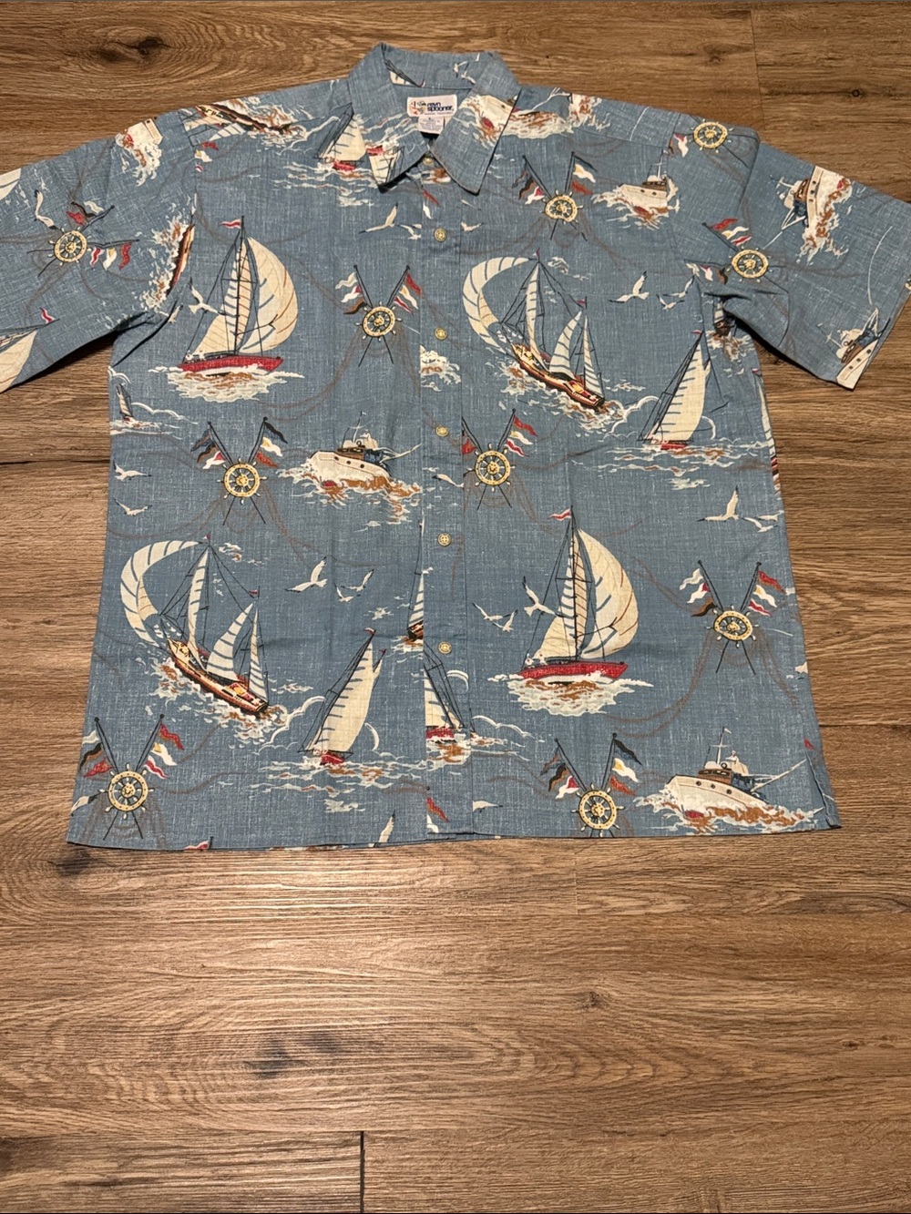 reyn spooner Blue Nautical Sailboat Button-Down Shirt Size L
